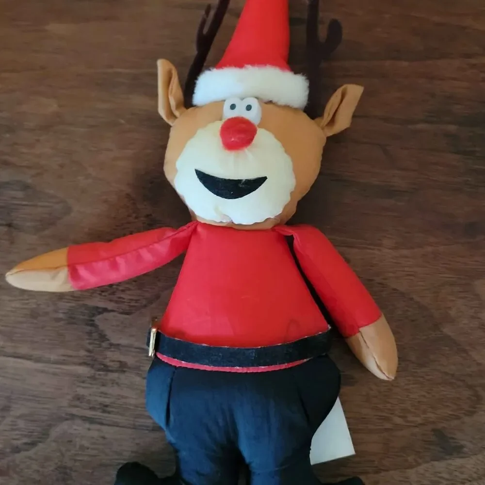 Vintage 1988 Dan Dee parachut Reindeer Rudolph Christmas Ornament
